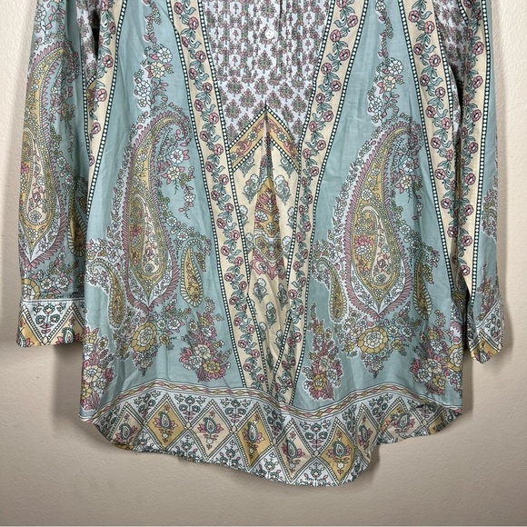 Soft Surroundings Paisley Floral Cotton Voile Tabitha Tunic Top Size Medium Boho - Picture 3 of 10